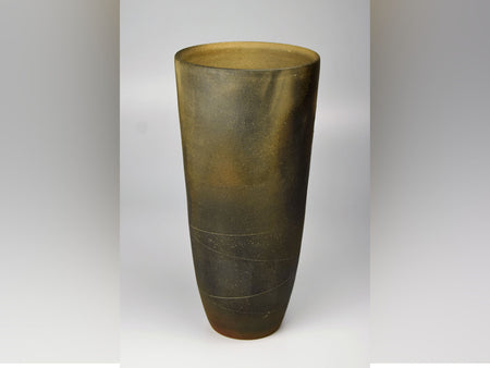Flower vessel, Vase, Carbonized kiln-change - Hiroshi Kikuchi, Kasama ware, Ceramics