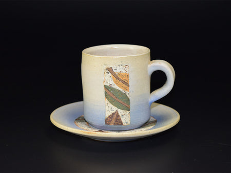 咖啡用品 流葉紋杯碟套裝 藍色 須藤茂夫 笠間燒 陶瓷器