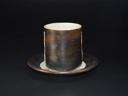 Drinkware, Cup & Saucer, Flowing leaves, Brown - Shigeo Sudo, Kasama ware, Ceramics