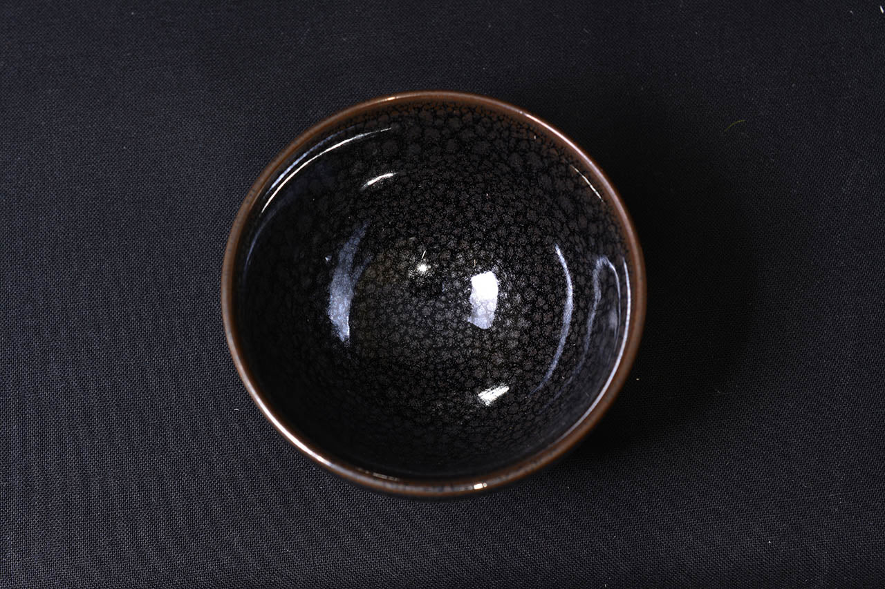 Drinking vessel, Large sake cup, Silver oil drop, Tenmoku shape, tea cup - Shinemon-kiln, Arita ware, Ceramics