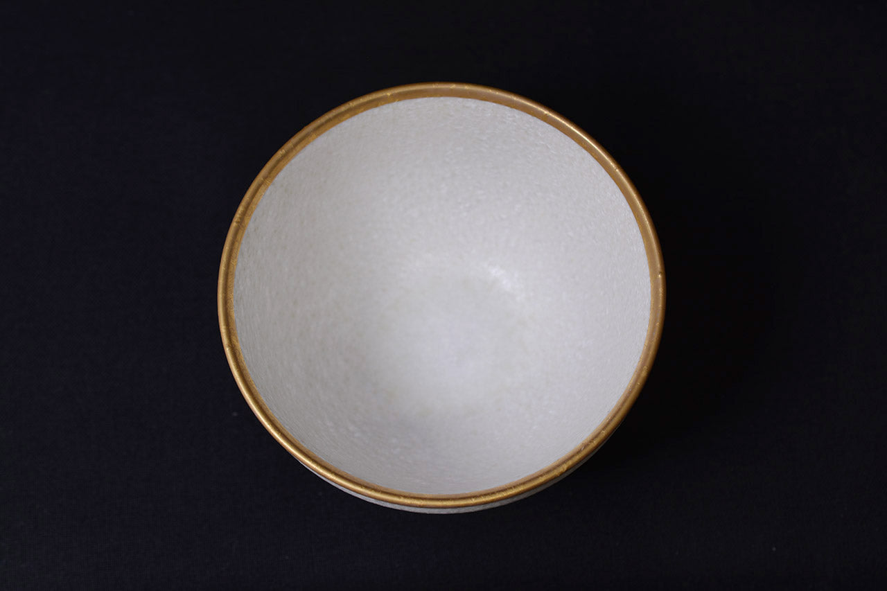 Drinking vessel, Large sake cup, White Golden rim, Tenmoku shape, tea cup - Shinemon-kiln, Arita ware, Ceramics