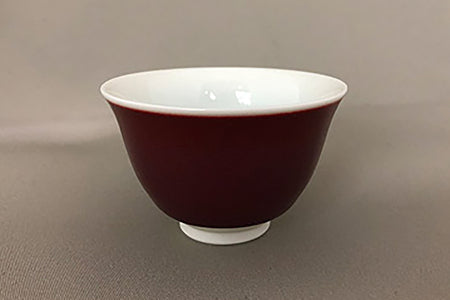 Drinking vessel, Mini sake cup, Cinnabar White inside, tea cup - Shinemon-kiln, Arita ware, Ceramics