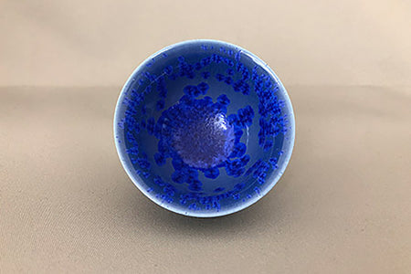 Drinking vessel, Mini sake cup, Ultramarine Water drop, tea cup - Shinemon-kiln, Arita ware, Ceramics