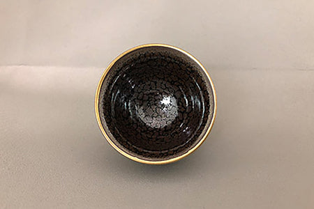 Drinking vessel, Mini sake cup, Oil drop Golden rim, tea cup - Shinemon-kiln, Arita ware, Ceramics