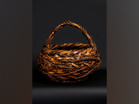 Flower vessel, Flower basket, Intricate braided with rope - Shouhaku Yufu, Beppu bamboo crafts