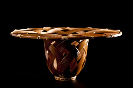 Flower vessel, Flower basket, Comb pattern Camellia - Ryuun Yamaguchi, Beppu bamboo crafts
