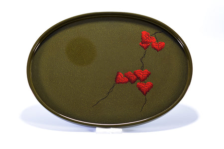 Table accessories, Tray, Nanako-nuri, Leaf pattern - Katsuyoshi Shirakawa, Tsugaru lacquerware