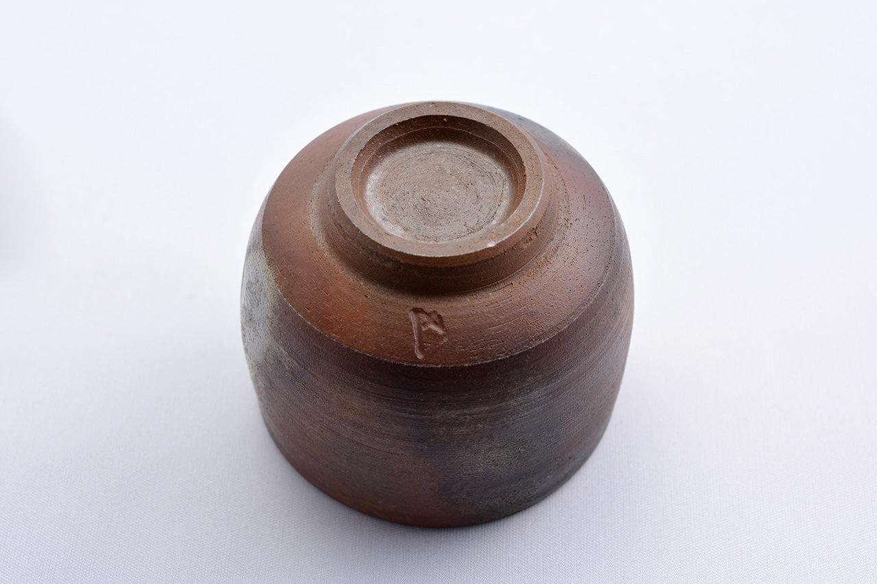 Drinking vessel, Large sake cup with paulownia wood box, 2 pcs - Gorobee-kiln, Bizen ware, Ceramics