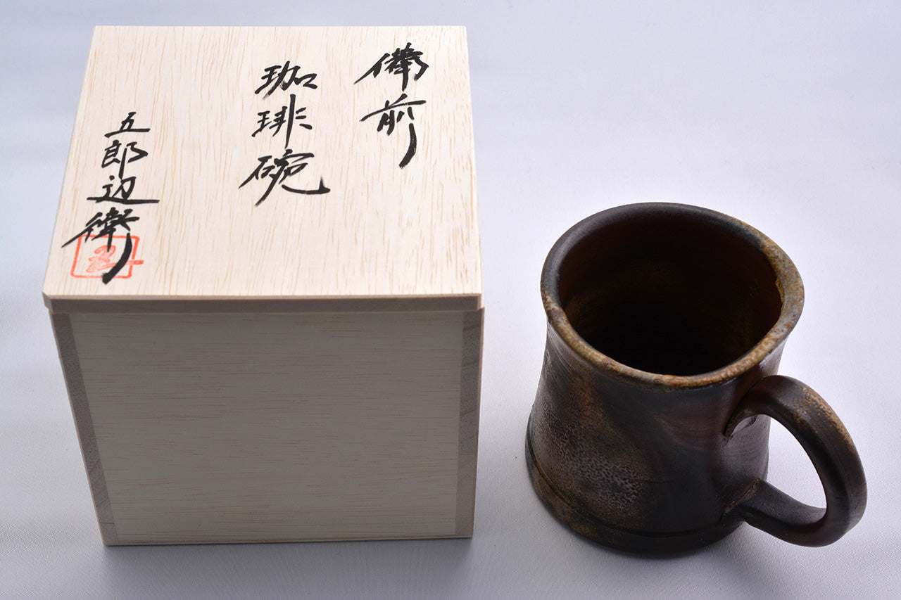 杯子 馬克杯 木盒裝 五郎邊衛窯 備前燒 陶瓷器