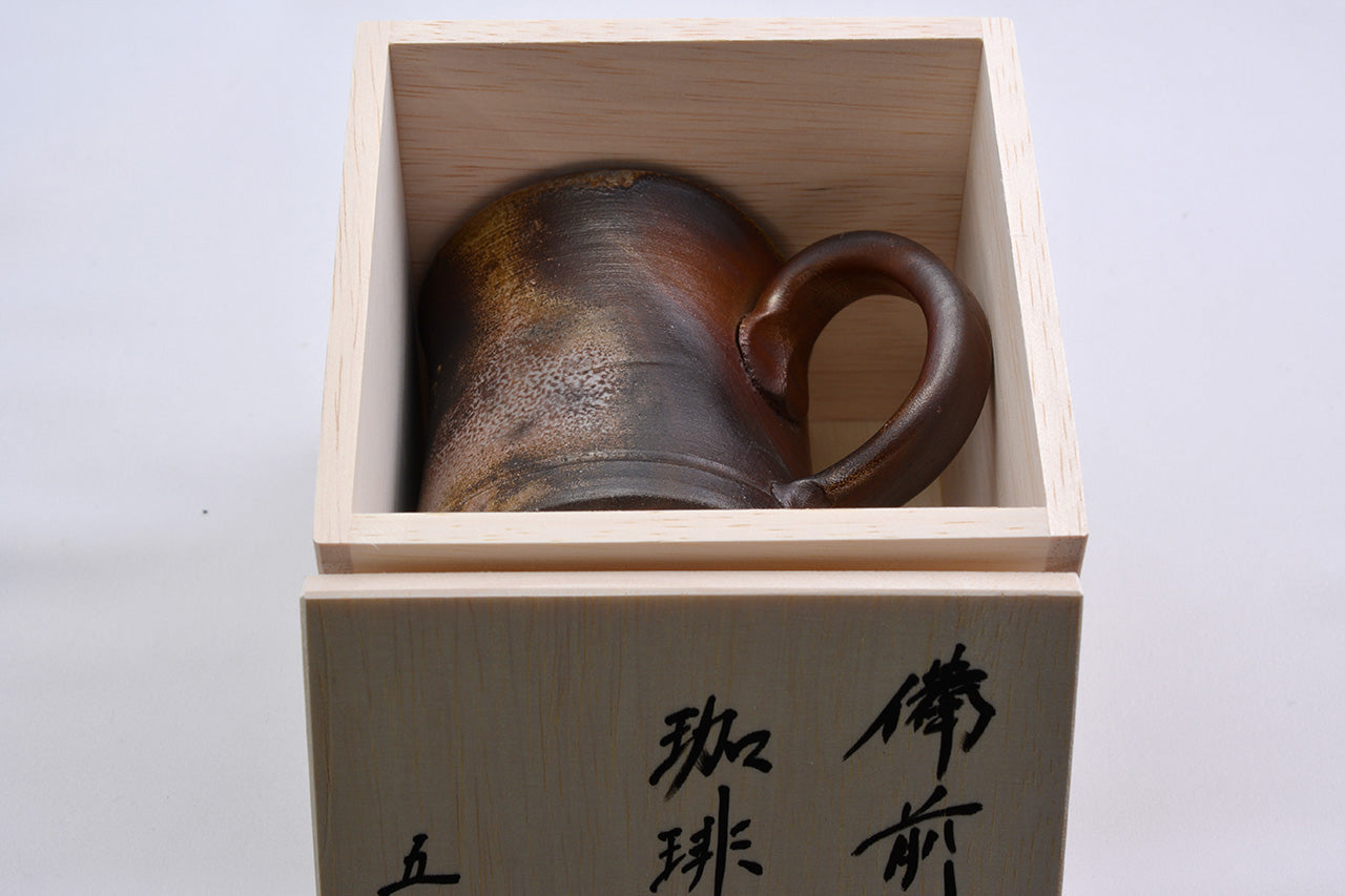 杯子 馬克杯 木盒裝 五郎邊衛窯 備前燒 陶瓷器