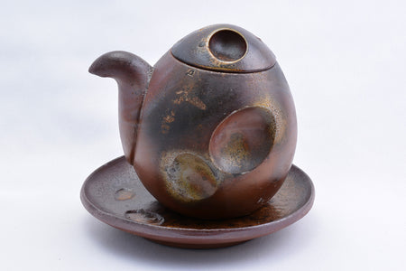 Table accessories, Soy sauce sipper with saucer - Gorobee-kiln, Bizen ware, Ceramics