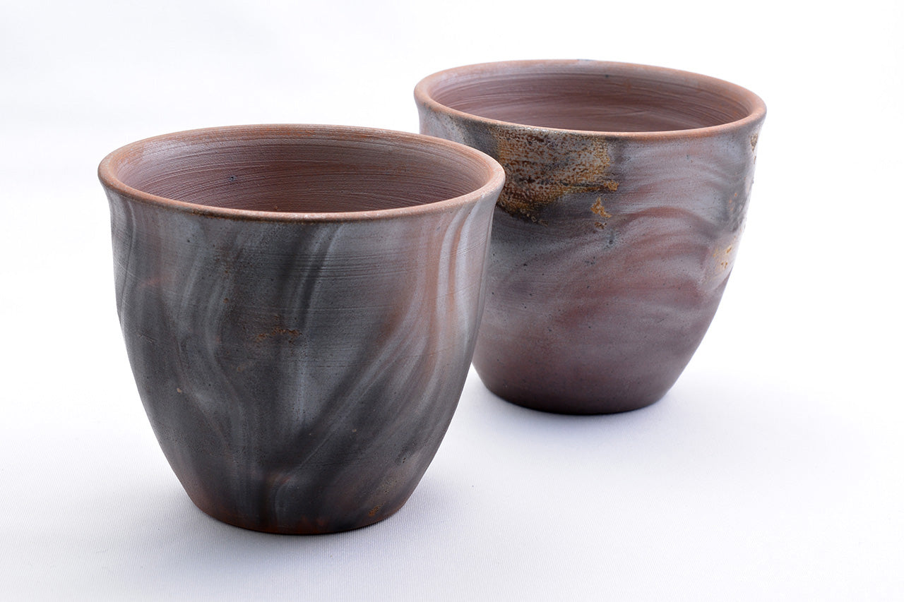 杯子 燒酒杯 對杯 木盒裝 五郎邊衛窯 備前燒 陶瓷器