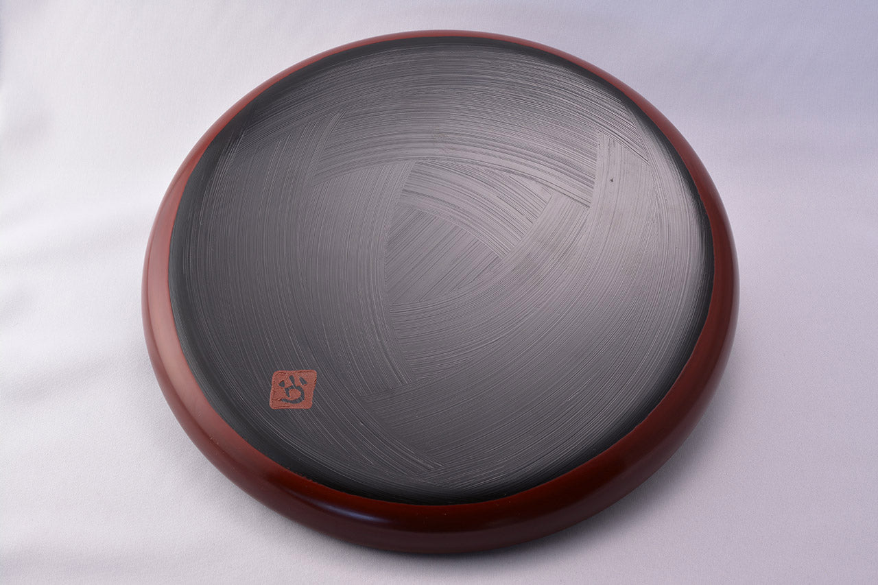 Table accesaries, Round tray, Ajiro-mesh carving, 8-sun size - Toshiki Ozono, Kamakura carved lacquerware
