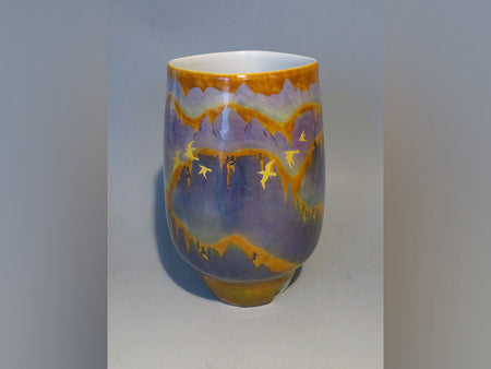 花器 華釉彩花瓶 棱線遙 手繪 山口義博 九谷燒 陶瓷器