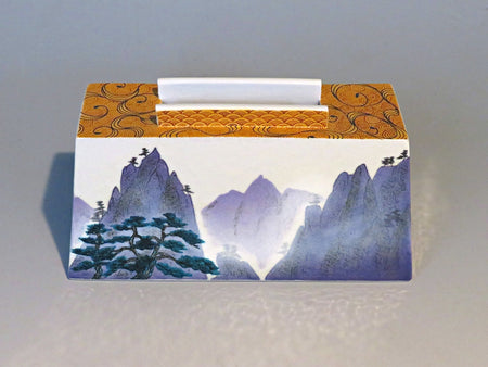 花器 華釉彩方瓶 棱線遙 手繪 山口義博 九谷燒 陶瓷器