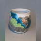 Flower vessel, Fukizumi colored glaze pot, Lotus and Kingfisher, Hand-drawn - Yoshihiro Yamaguchi, Kutani ware, Ceramics