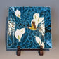 裝飾品 彩盤 藍釉水芭蕉紋四方皿 手繪 山口義博 九谷燒 陶瓷器