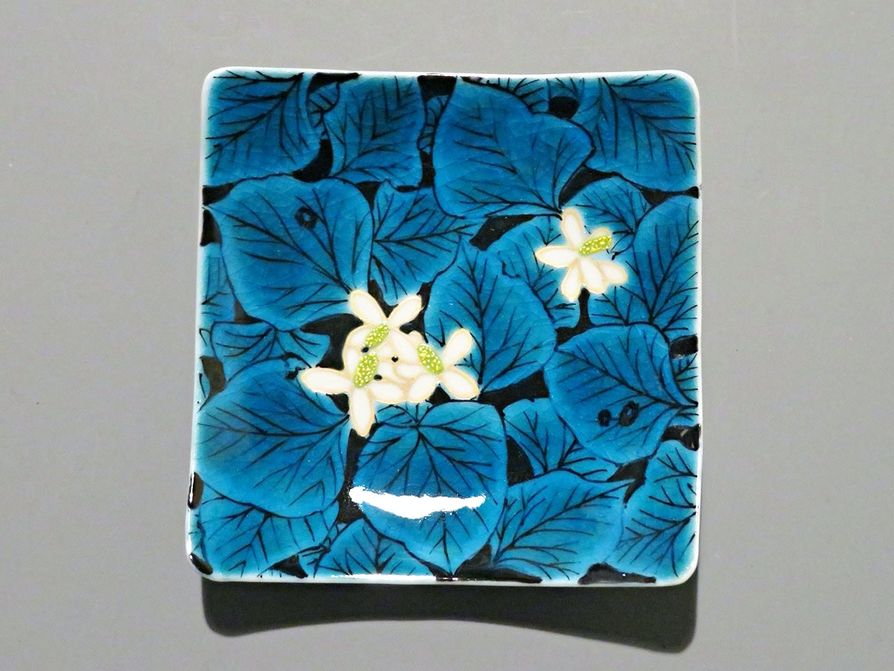 Tableware, Small squar plates, Blue type, Flower, Hand-drawn, 5pcs - Yoshihiro Yamaguchi, Kutani ware, Ceramics