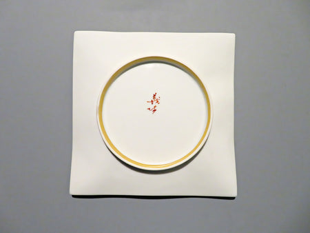 餐具 藍釉櫻紋方盤 手繪 山口義博 九谷燒 陶瓷器