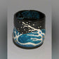Tea ceremony utensils, Cylindrical matcha tea bowl, Black glaze, Wave and pine tree, Hand-drawn - Yoshihiro Yamaguchi, Kutani ware, Ceramics