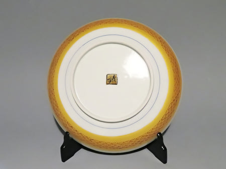 Ornament, Decorative plate, Fukizumi colored glaze, Lotus and kingfisher, Hand-drawn - Yoshihiro Yamaguchi, Kutani ware, Ceramics