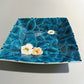 餐具 藍釉椿紋方鉢 手繪 山口義博 九谷燒 陶瓷器