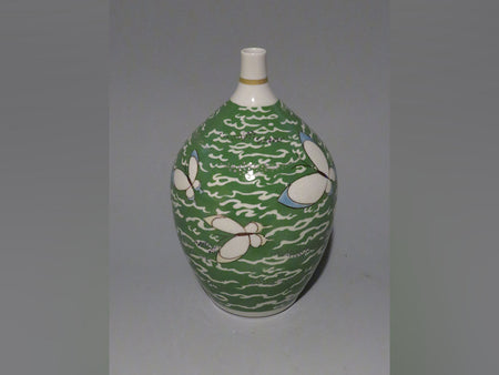 Flower vessel, Vase, Colored glaze, Butterfly dance, Hand-drawn - Yoshihiro Yamaguchi, Kutani ware, Ceramics
