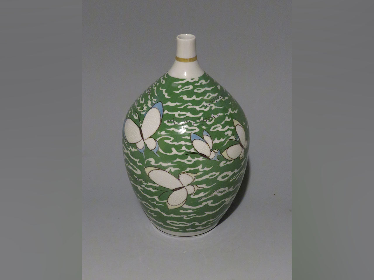 花器 華釉彩花瓶 蝶舞 手繪 山口義博 九谷燒 陶瓷器
