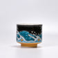 Drinking vessel, Large sake cup, Black glazed, Wave, Hand-drawn - Yoshihiro Yamaguchi, Kutani ware, Ceramics