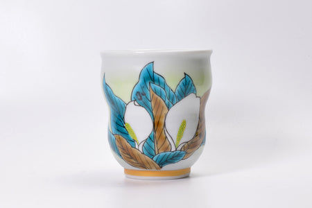 茶具 花纹茶杯 水芭蕉 手绘 山口义博 九谷烧 陶瓷器