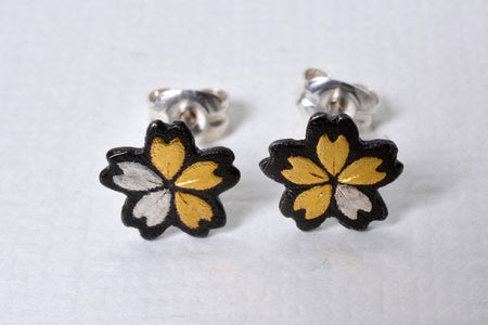 Jewelry, Earrings, Cherry blossom - Yoku Aso, Higo inlays, Metalwork