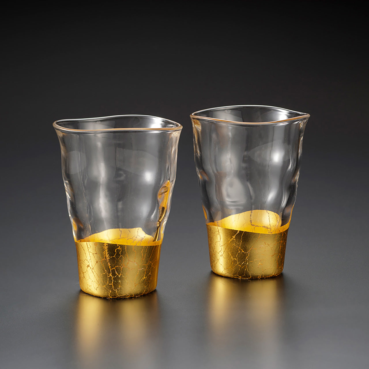 杯子 貫入 一口杯(2只裝) 金箔 玻璃 金澤箔 工藝材料