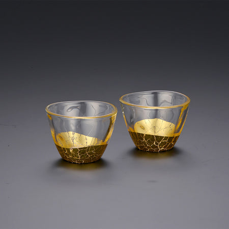 Drinking vessel, Cracking Large sake cup Yurari, 2pcs - Glass Kanazawa gold leaf, Craft material