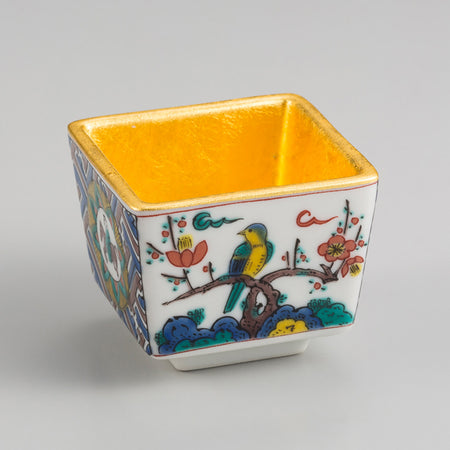Drinking vessel, Old Kutani sake cup - Ceramics, Kanazawa gold leaf, Craft material