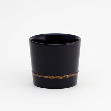 Drinking vessel, Large sake cup, Rope-pattern, Black - Kawatsura lacquerware