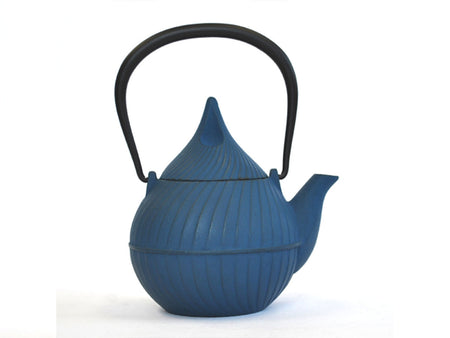 Tea supplies, Tea pot, Flower bud, 0.4L, Blue - Nambu ironware, Metalwork