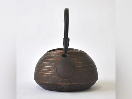 茶具 茶壺 刷毛目 0.4L 銅黑 南部鐵器 金屬工藝品