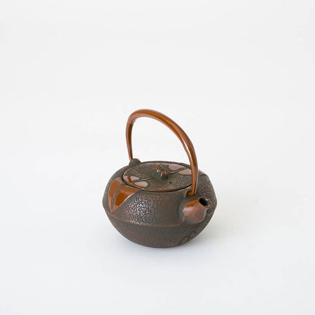 Tea supplies, Kyusu teapot Round shape Yuzu Enameled inside, Yamagata cast iron, Metalwork