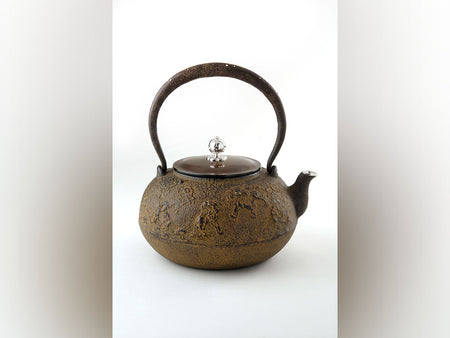 茶具 蜡型铁壶 唐狮子牡丹纹 2.2L 获奖作品 佐藤清光 山形铸物 金属工艺品