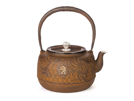 Tea supplies, Iron kettle, with flower inlay Flower basket pattern No.15 1.8L - Award-winning work, Seiko Sato, Yamagata cast iron, Metalwork