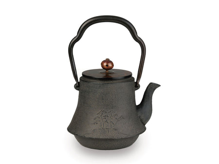 Tea supplies, Iron kettle, Mt. Fuji shape Pine pattern 0.9L - Seiko Sato, Yamagata cast iron, Metalwork