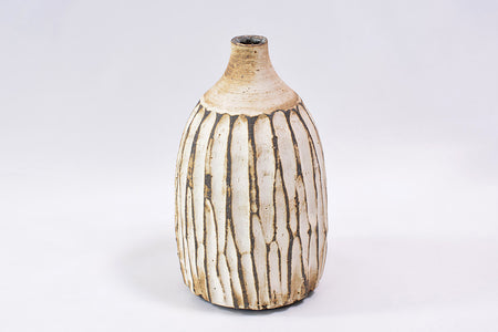 Flower vessel, Single flowered vase, Carbonized blade ridge, Harui Akaogi, Kasama ware, Ceramics