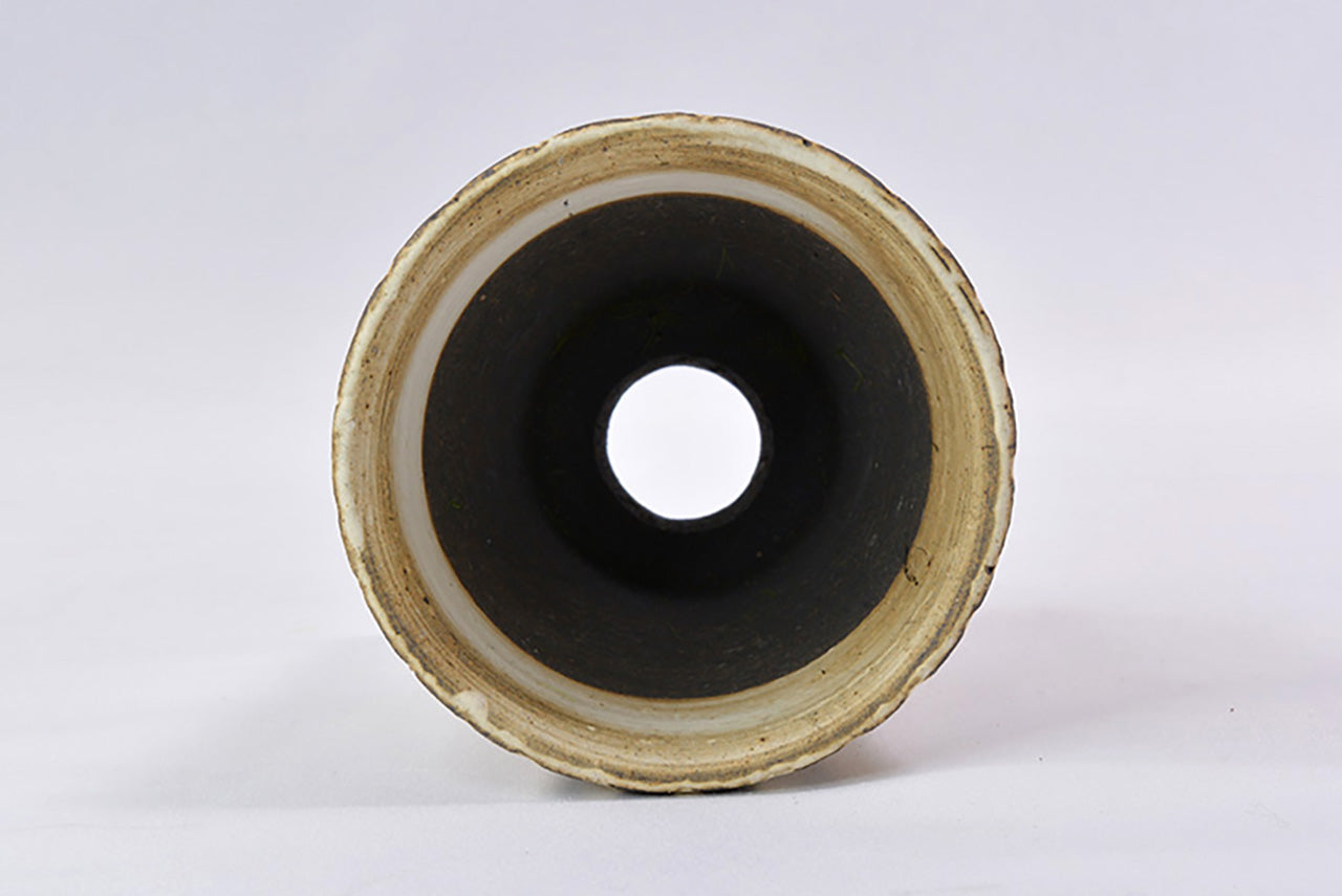 Flower vessel, Flowerpot, Carbonized blade ridge, 2 pcs, Harui Akaogi, Kasama ware, Ceramics