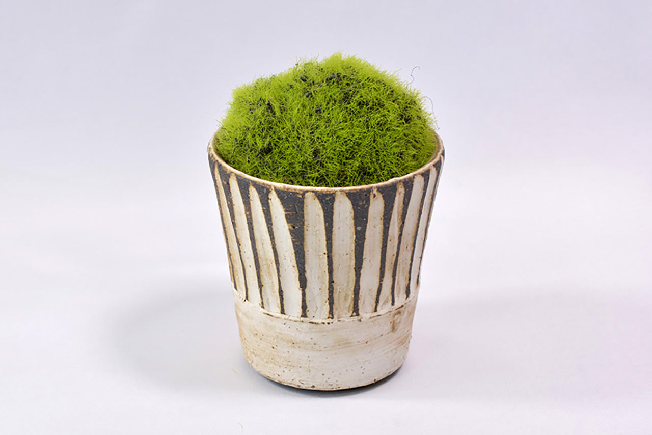 Flower vessel, Flowerpot, Carbonized blade ridge, 2 pcs, Harui Akaogi, Kasama ware, Ceramics