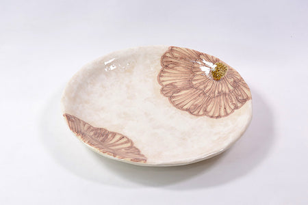 Table ware, Kohiki round plate, Peony, 5.5-sun size, Purple, 2 pcs - Shousen-kiln, Yoshihei Katou, Mino ware, Ceramics