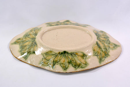 餐具 船形盤 牡丹 黃色 2個 松泉窯 加藤芳平 美濃燒 陶瓷器