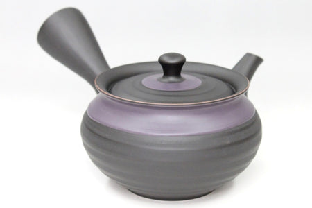Tea supplies, Kyusu teapot, Black kiln-change, Fuku shape Purple scarf - Ukou-kiln, Tokoname ware, Ceramics
