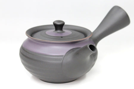Tea supplies, Kyusu teapot, Black mud, Fuku shape Purple scarf - Ukou-kiln, Tokoname ware, Ceramics