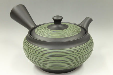 Tea supplies, Kyusu teapot, Black mud, Green brush mark - Ukou-kiln, Tokoname ware, Ceramics