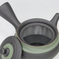 Tea supplies, Kyusu teapot, Black kiln-change, Fuku shape, Green scarf, Set of 2 cups - Ukou-kiln, Tokoname ware, Ceramics